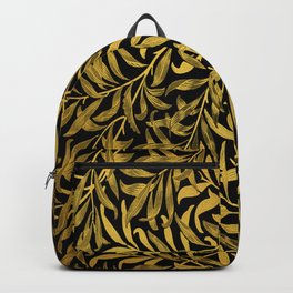 William Morris Black And Gold Leaves Pattern Vintage Botanical William Morris Willow Wallpaper Backpack