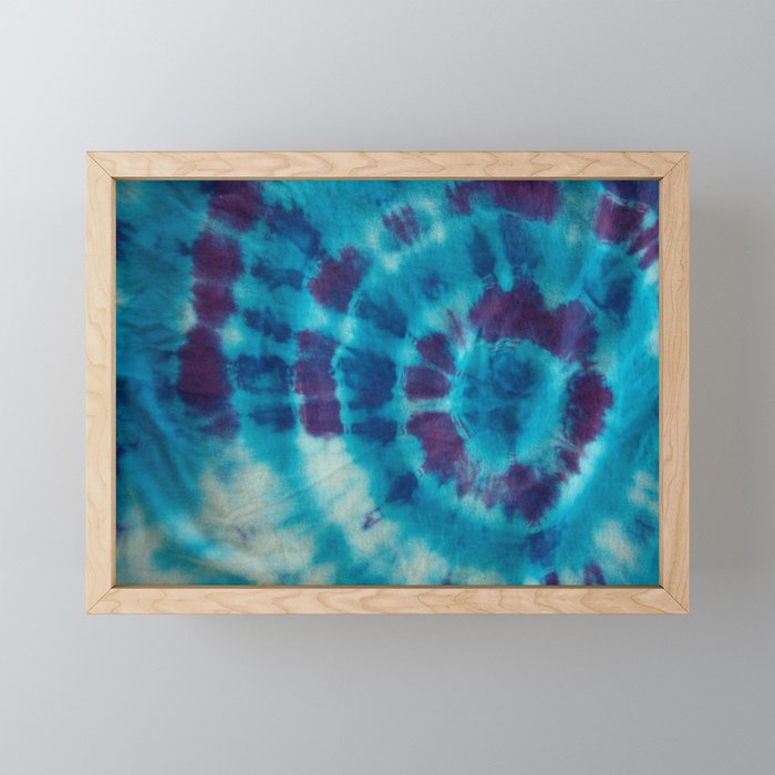 tie dye Aqua and Purple Framed Mini Art Print