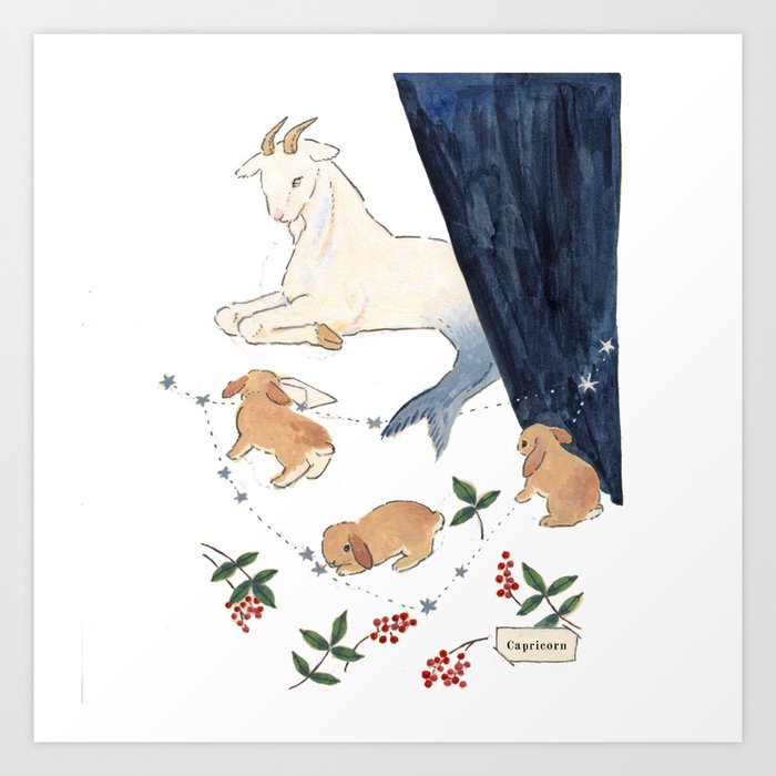 Capricorn and the rabbits Art Print