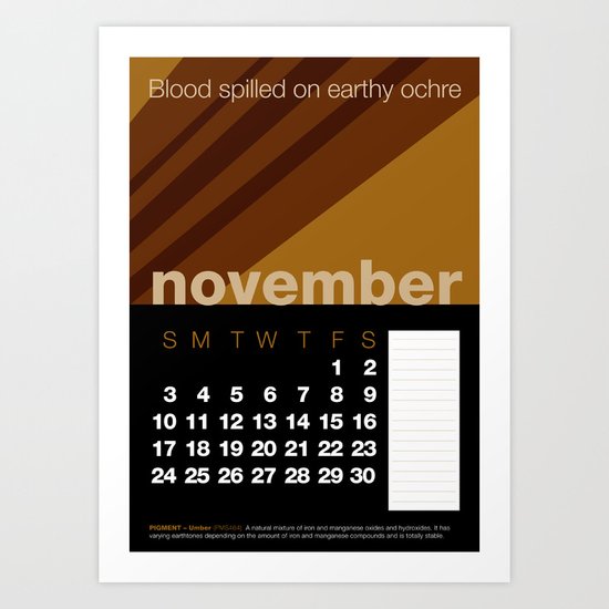 2013 Pigment to Pantone Calendar – NOVEMBER Art Print