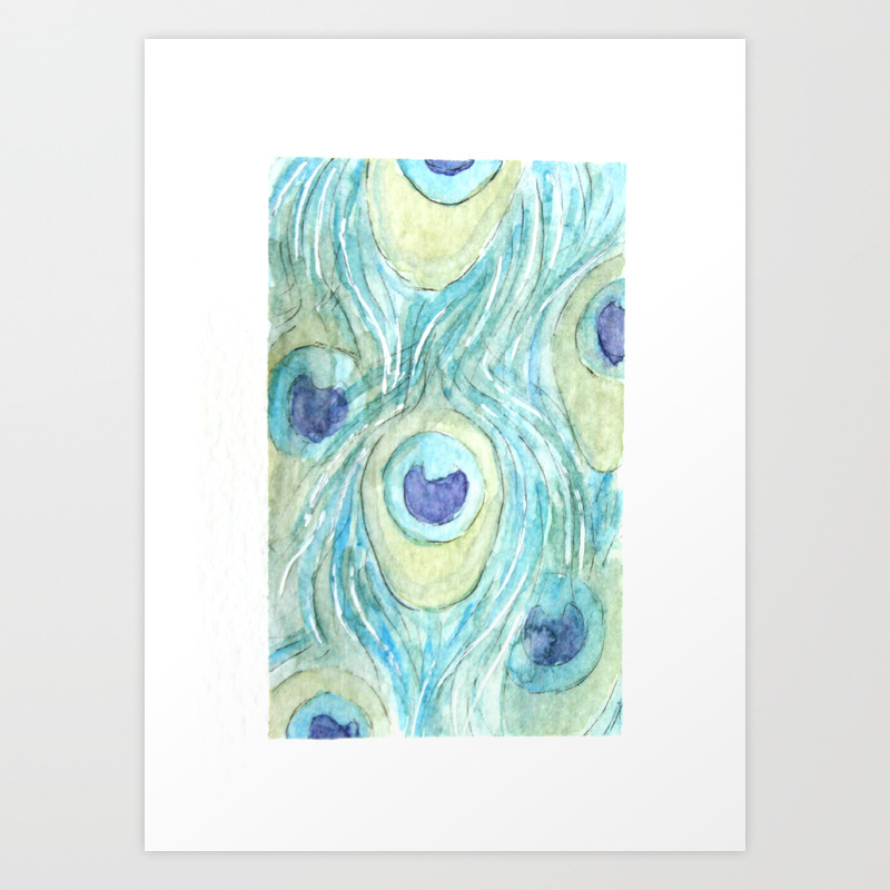 Manganese Blue Hue Feathers Art Print By Citronvert Society6