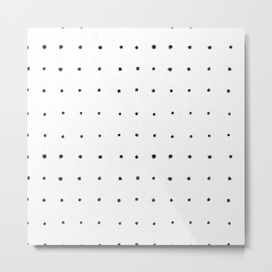 Dot Grid Black and White Metal Print