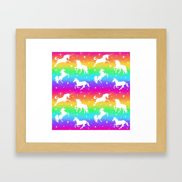 Rainbow Unicorn Happy-Fun-Time Framed Art Print