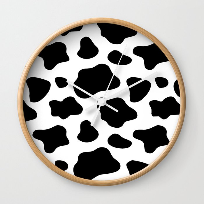 Cow Spots Pattern Cows Animal Farmer Black and White Art Wall Clock