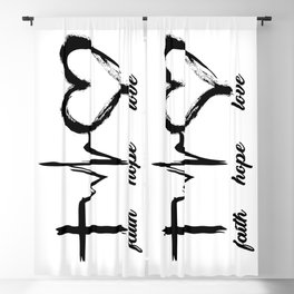 Faith, Hope, Love (Black and White) Blackout Curtain