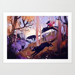 Wolves in the Autumn Forest Art Print