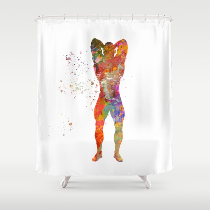 Bodybuilding in watercolor Shower Curtain