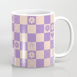 Happy Checkered pattern lilac Mug