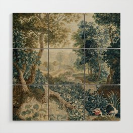 Antique 18th Century Flemish Verdure Tapestry Wood Wall Art