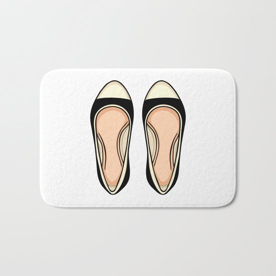 Beige And Black Ballet Flat Shoes Bath Mat