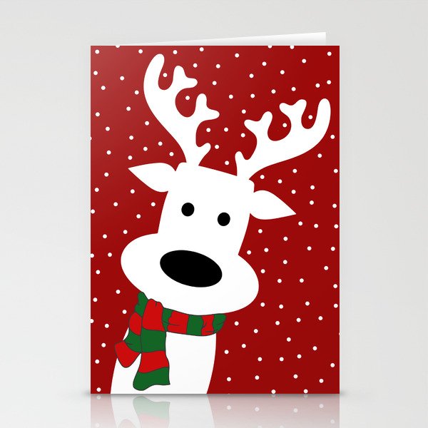 Reindeer in a snowy day (red) Stationery Cards