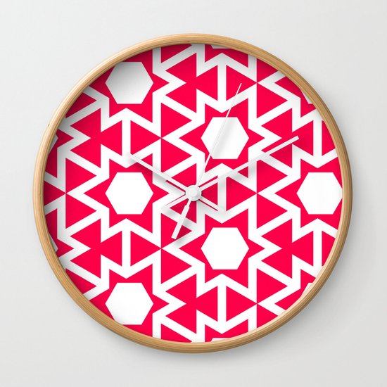 Zoutman Neon Pink Pattern Wall Clock