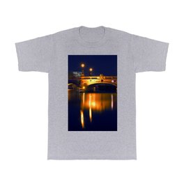 Nocturnal Lights on the river Spree in Berlin T Shirt | Blue, Longtimeexposure, Night, Governmentquarter, Photo, Meditation, Digital, Citylights, Citypanorama, Darkblue 