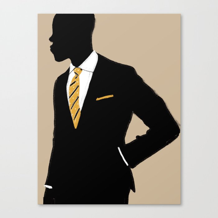 Man in suit wearing yellow tie - Masculine art Canvas Print