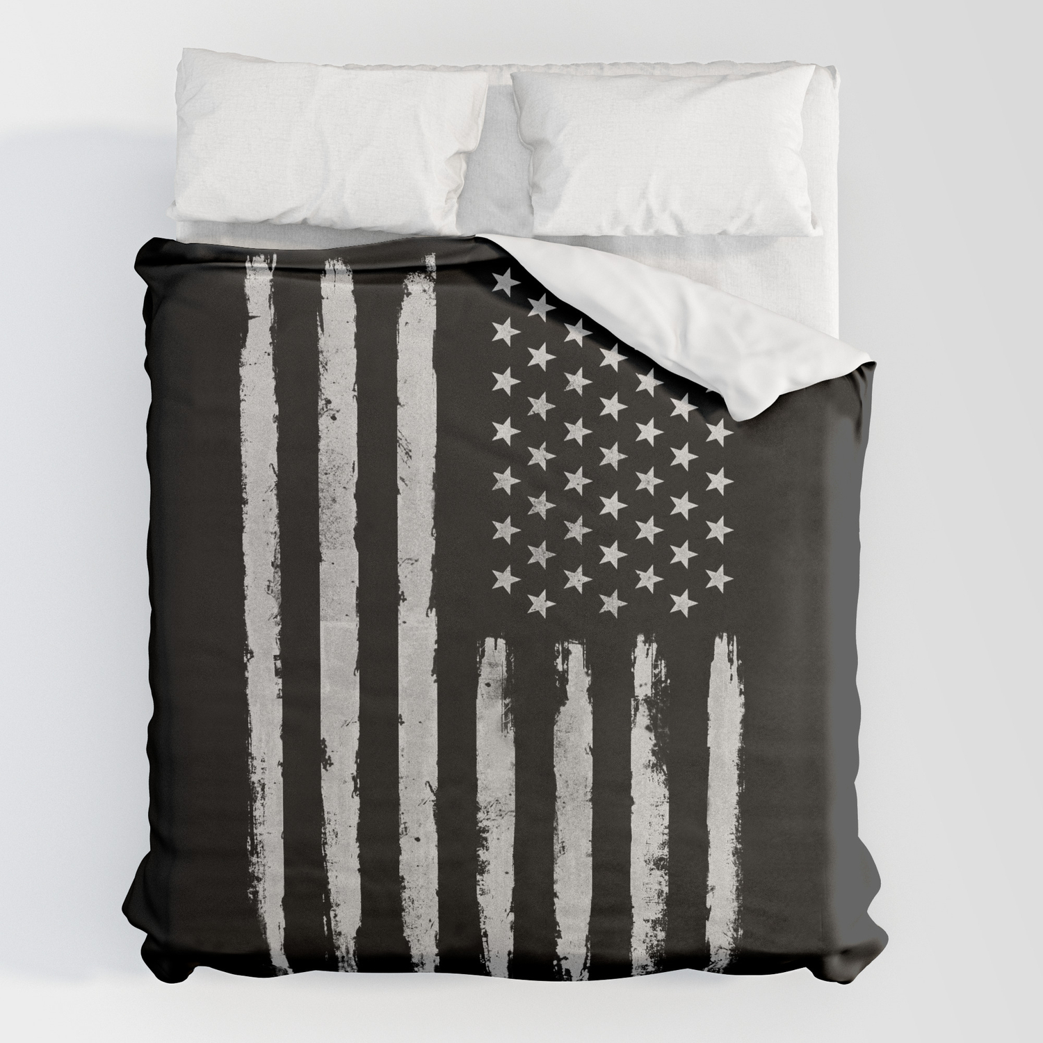 Black and White Duvet Cover Set with Pillow Shams Grunge Artwork Print