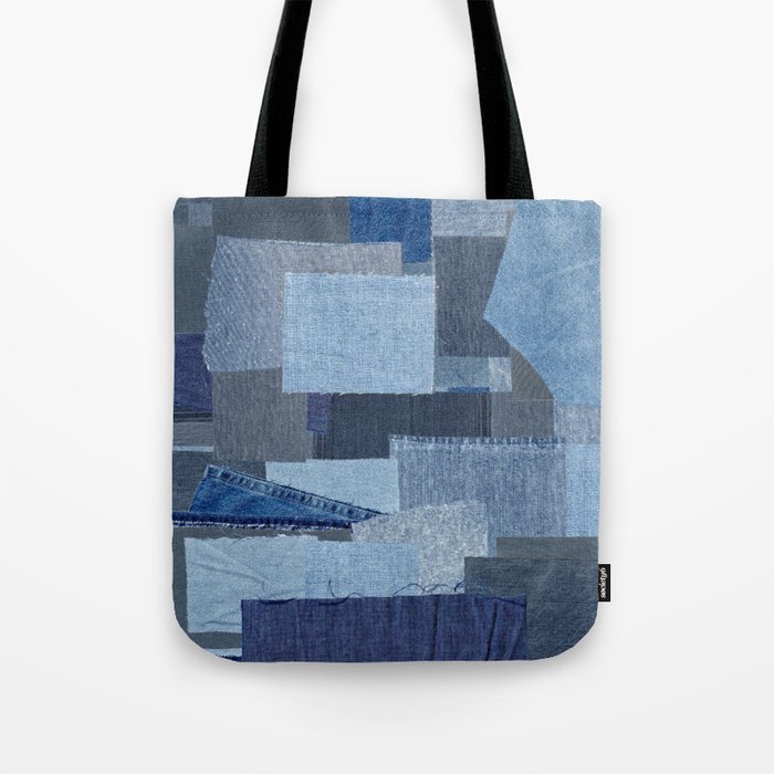Boroboro Blue Jean Japanese Boro Inspired Patchwork Shibori Tote Bag