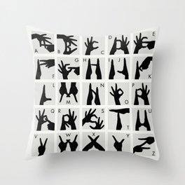 Infographic Guide to Finger Alphabet for Two Hands Throw Pillow