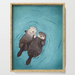 Otterly Romantic - Otters Holding Hands Serving Tray