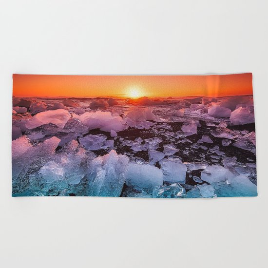 Ice of Antarctica's Sunset Beach Towel
