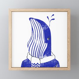 Blue Dapper Whale Framed Mini Art Print