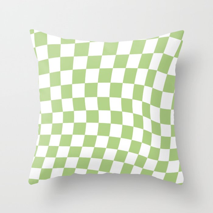 Lime Green Warped Check Throw Pillow