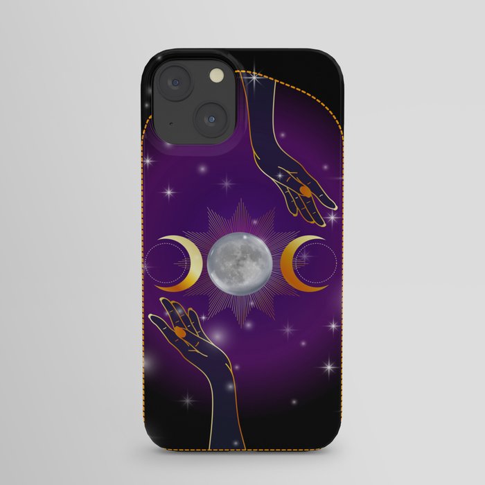 Mystic Hands of triple moon Goddess blessing a magic ritual	 iPhone Case
