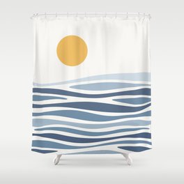Blue Ocean Waves and the Sun Shower Curtain