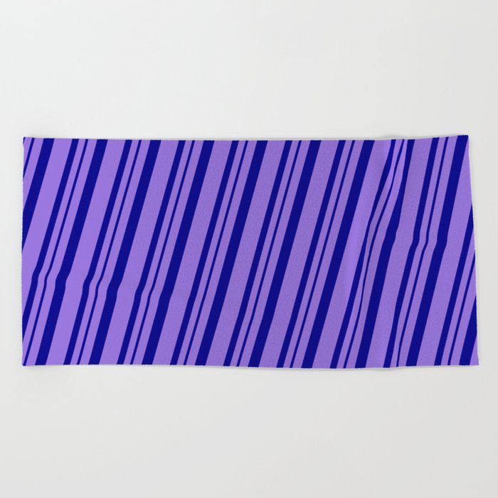 Purple & Dark Blue Colored Pattern of Stripes Beach Towel