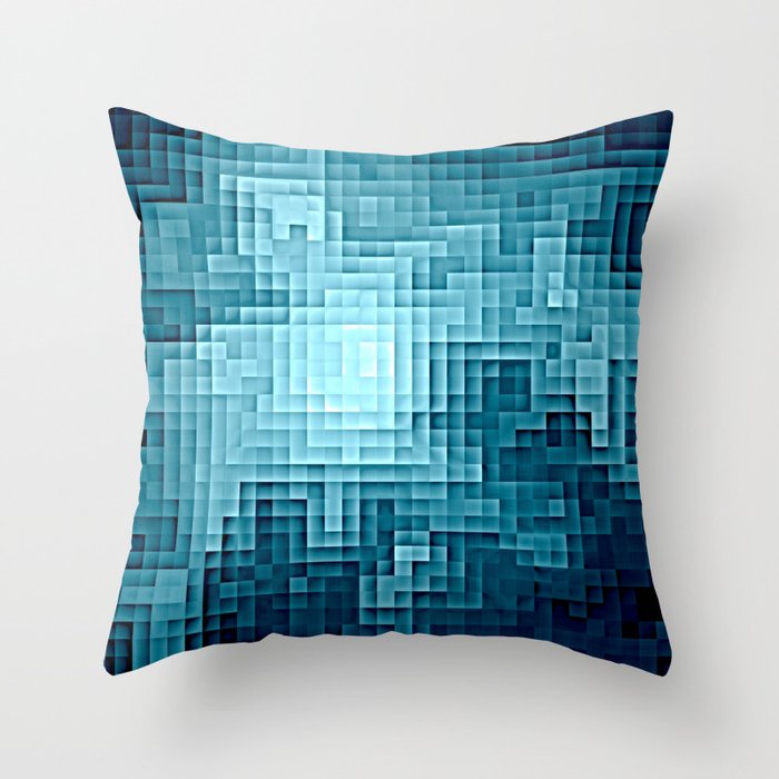 Nebula Pixels Steel Teal Blue Throw Pillow