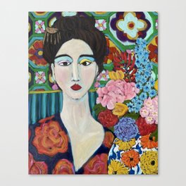 Woman with hairpin Canvas Print