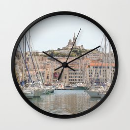 The Marseille City Harbor View Art Print | South Of France Travel Photography Photo Wall Clock