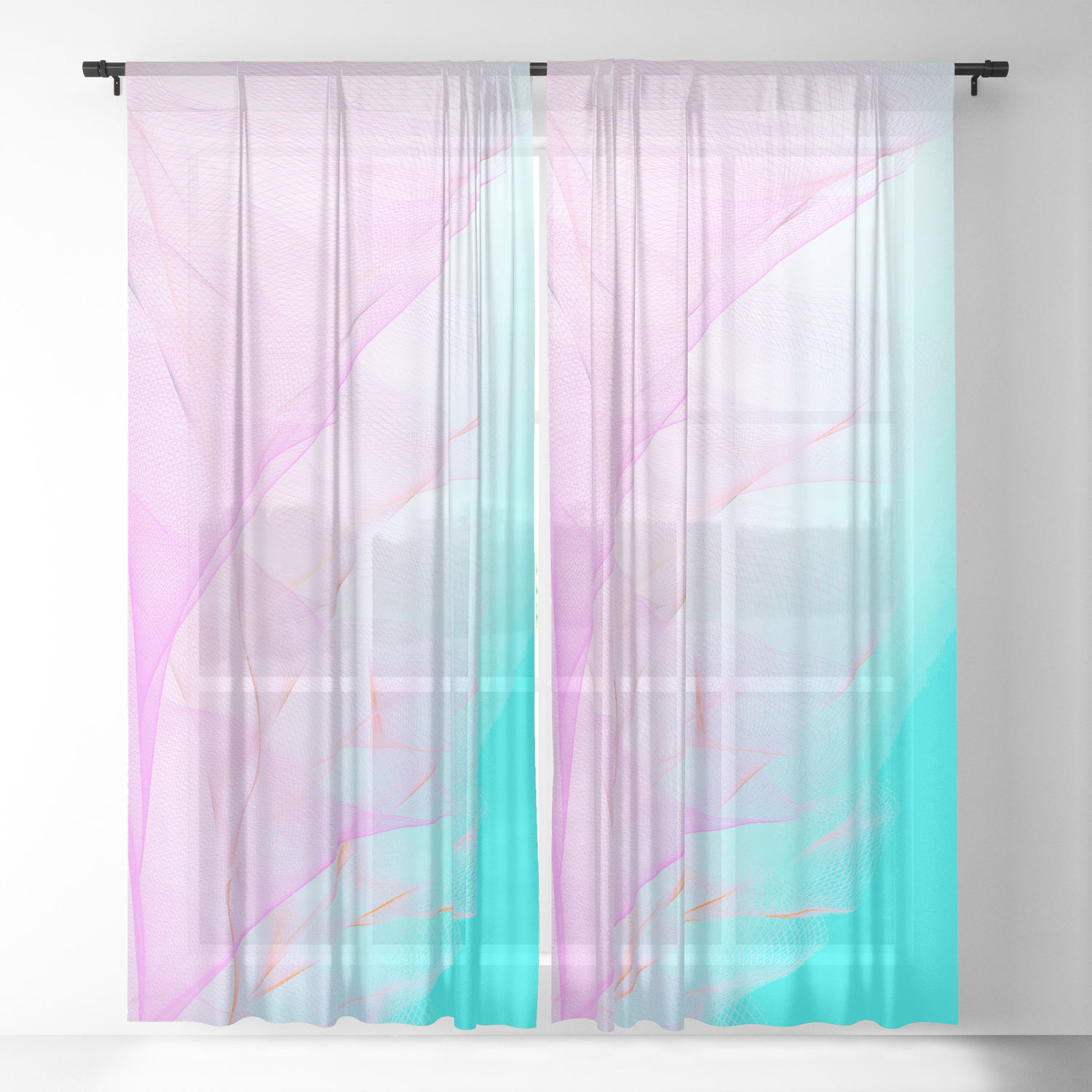 Pastel Motion Vibes - Pink & Turquoise #abstractart #homedecor Sheer Curtain by dominiquevari Pastel Motion Vibes - Pink & Turquoise #abstractart #homedecor Sheer Curtain by dominiquevari