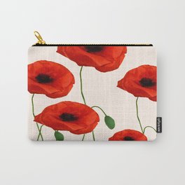 GRAPHIC RED POPPY FLOWERS ON WHITE Carry-All Pouch