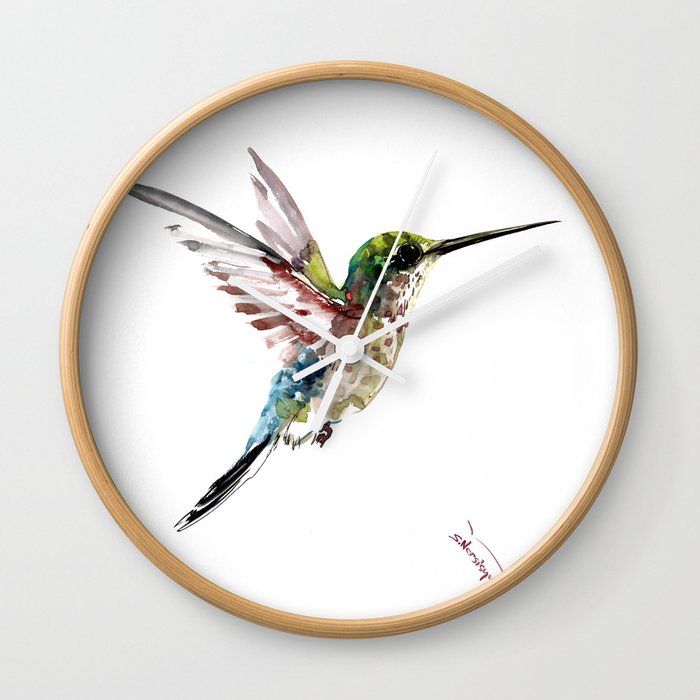 Hummingbird, bird art minimalist bird design hummingbird lover Wall Clock