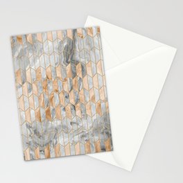 Art Deco Cream Gold + Gray Abstract Marble Geometry Stationery Card