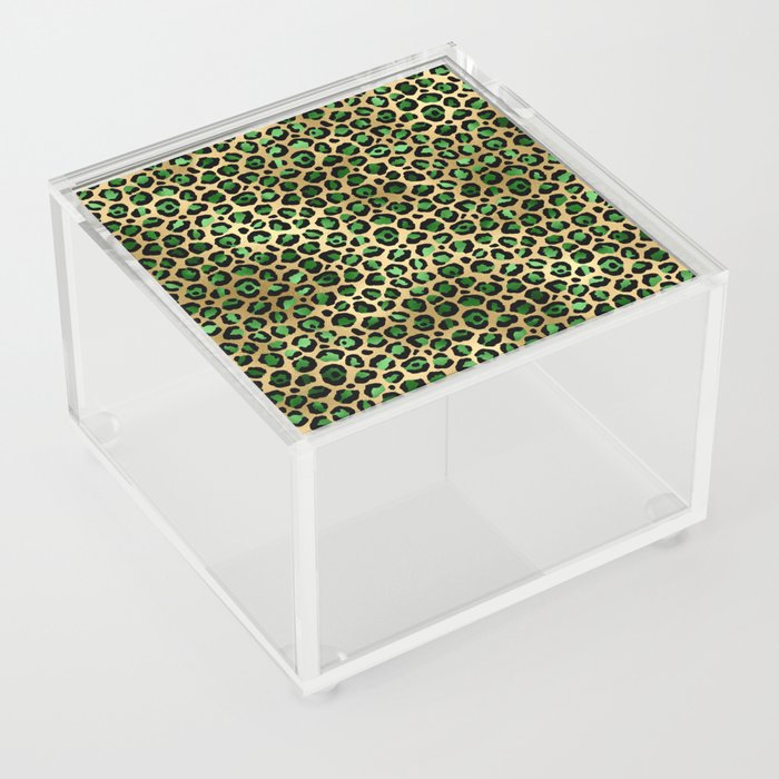 Green Gold Leopard Pattern Acrylic Box