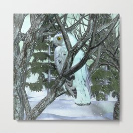 Into The Wild Snowy Owl Metal Print | Animal, Graphicdesign, Winterscenery, Digital, 3D, Nature, 3Dwinteranimals, Snowyowl, Owls, Birds 