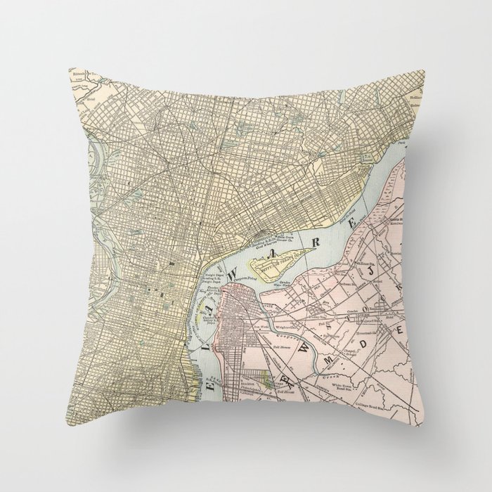 Vintage Map of Philadelphia (1901) Throw Pillow