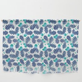 Acorns in Winter Blue Wall Hanging