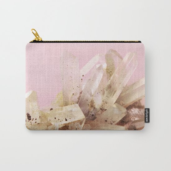 Quartz Crystals on Blush Carry-All Pouch