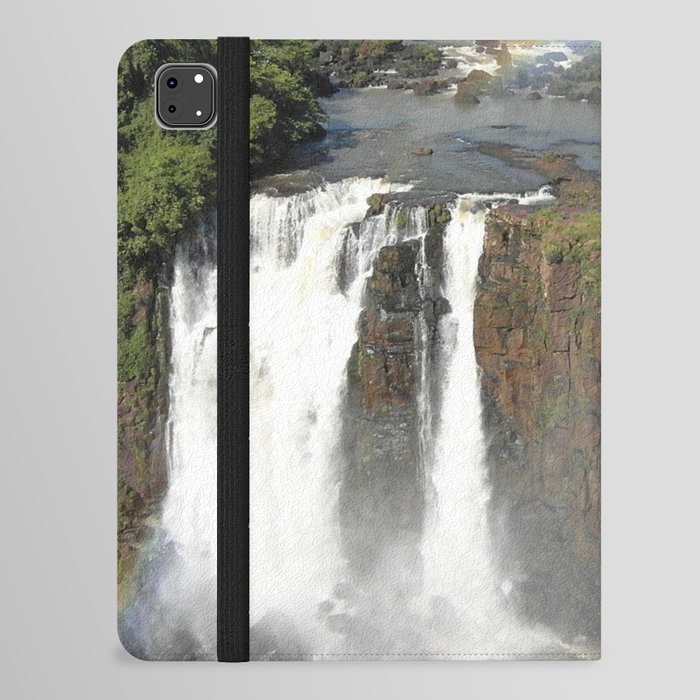 Argentina Photography - The Beautiful Iguazu Falls Under The Rainbow iPad Folio Case