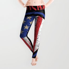 Husband Daddy Protector Hero Fathers Day American Flag Dad Leggings