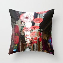 Asia in Red Throw Pillow