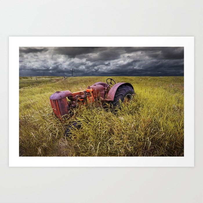 Abandoned Farm Tractor on the Prairie Art Print