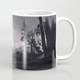 In Memorium  Coffee Mug | Noir, Black, B W, Watercolor, Forest, Painting, Landscape, Digital, Monochrome, White 
