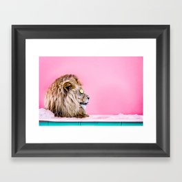 Lion in the Bathtub Framed Art Print