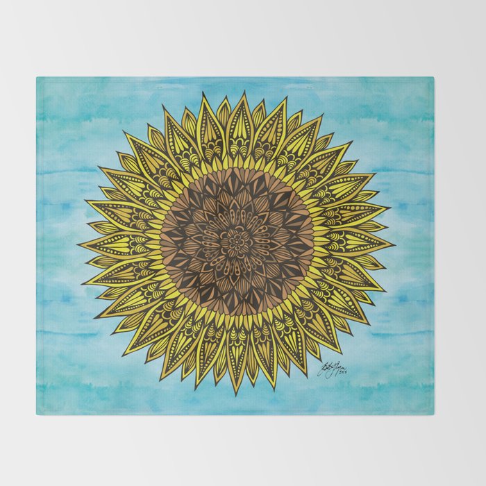 Zentangle Sunflower Sunshine Throw Blanket By Zenspiredesigns Society6