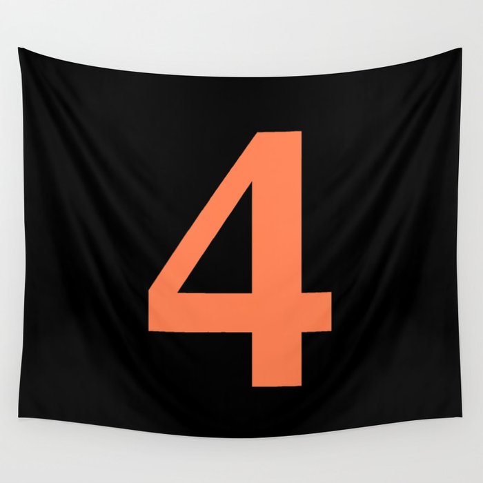 4 (CORAL & BLACK NUMBERS) Wall Tapestry