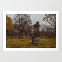 Centralia, Pennsylvania Cemetery Art Print | Cross, Pennsylvania, Color, Landscapre, Photo, Cemetery, Film, Spooky, Haunted, Hauntedgraveyard 
