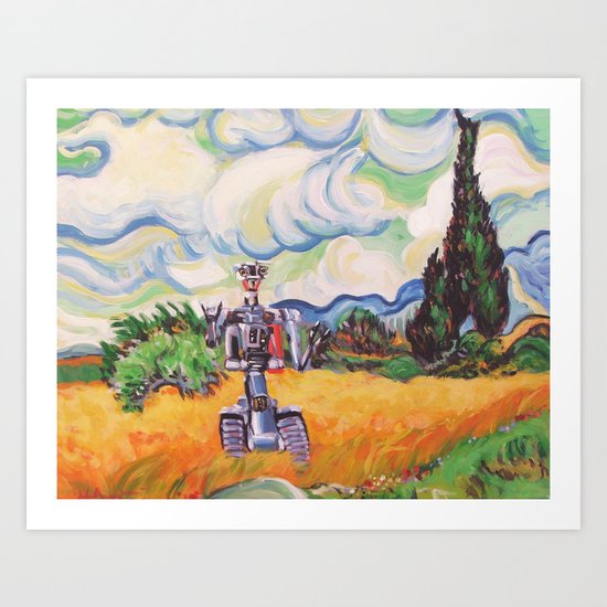 Wheat Field with Johnny 5 Art Print